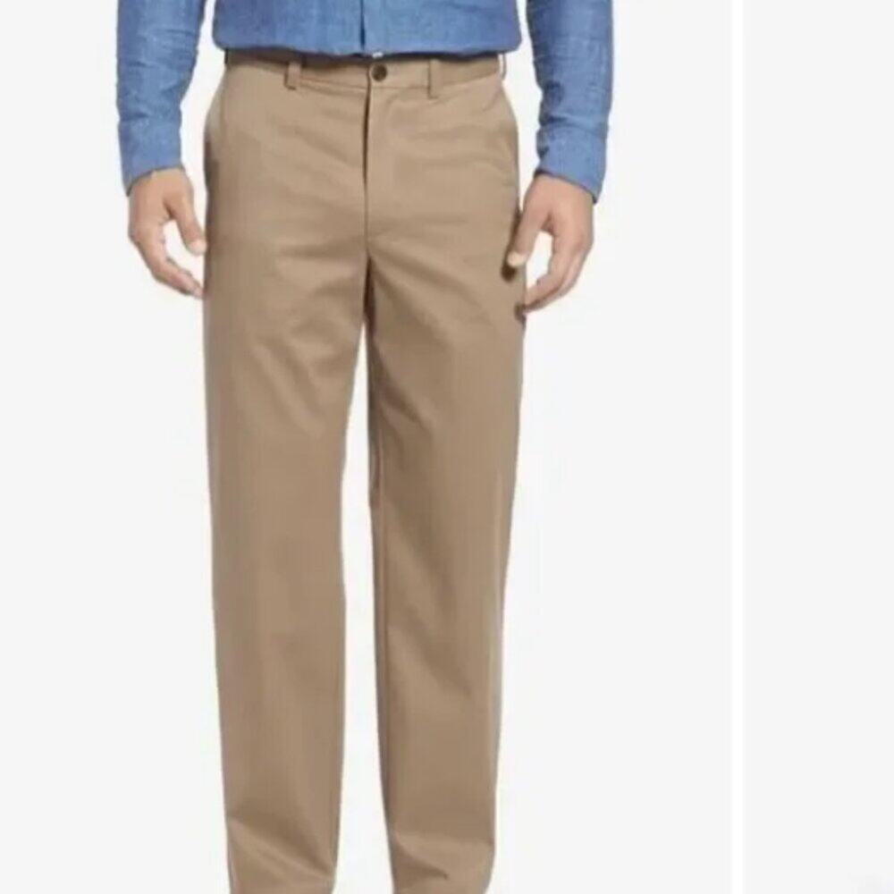 Nordstrom Men’s Shop Wrinkle free Classic Straight Fit Khaki Trouser 33x32